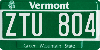 VT license plate ZTU804