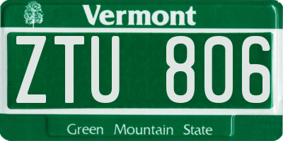 VT license plate ZTU806