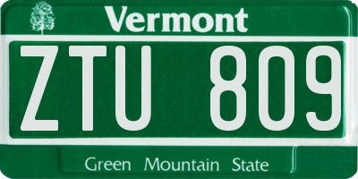 VT license plate ZTU809