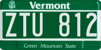 VT license plate ZTU812
