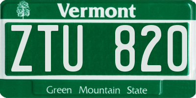VT license plate ZTU820