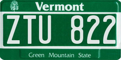 VT license plate ZTU822