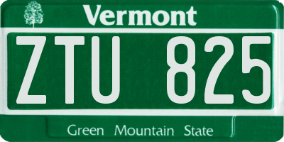 VT license plate ZTU825