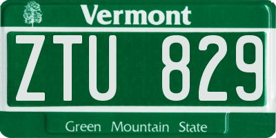 VT license plate ZTU829