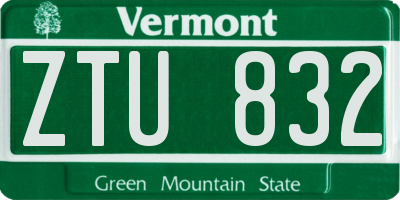 VT license plate ZTU832