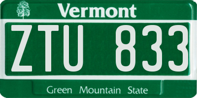 VT license plate ZTU833