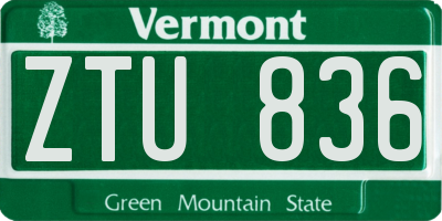 VT license plate ZTU836