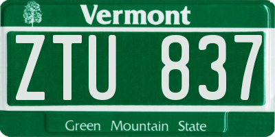 VT license plate ZTU837