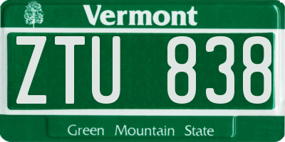 VT license plate ZTU838