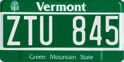 VT license plate ZTU845