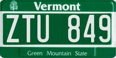 VT license plate ZTU849