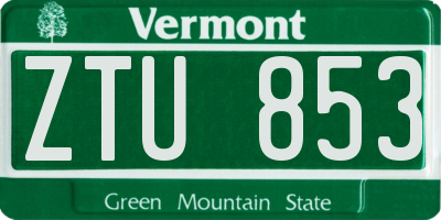 VT license plate ZTU853