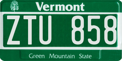 VT license plate ZTU858