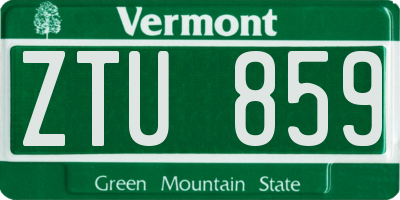 VT license plate ZTU859