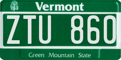 VT license plate ZTU860