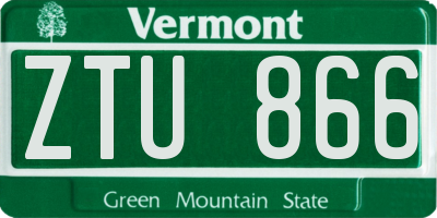 VT license plate ZTU866