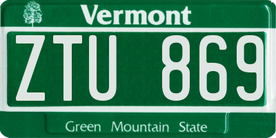 VT license plate ZTU869