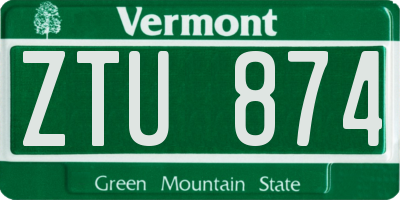 VT license plate ZTU874