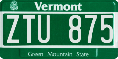 VT license plate ZTU875