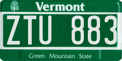 VT license plate ZTU883