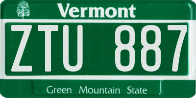 VT license plate ZTU887