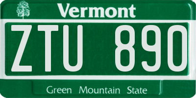 VT license plate ZTU890
