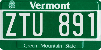 VT license plate ZTU891