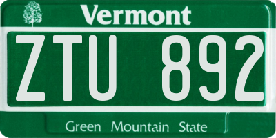 VT license plate ZTU892