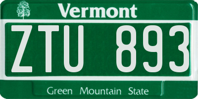 VT license plate ZTU893