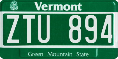VT license plate ZTU894
