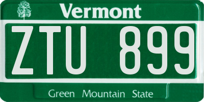VT license plate ZTU899