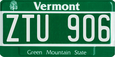 VT license plate ZTU906