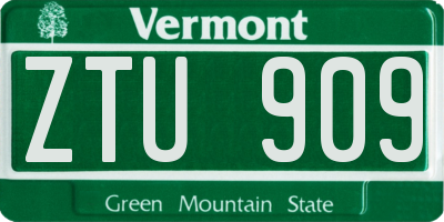 VT license plate ZTU909