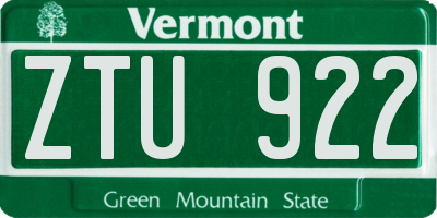 VT license plate ZTU922