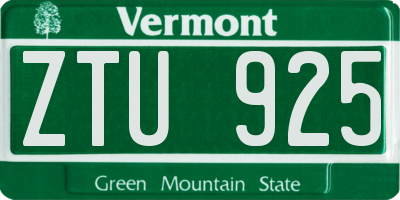 VT license plate ZTU925