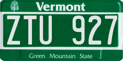 VT license plate ZTU927