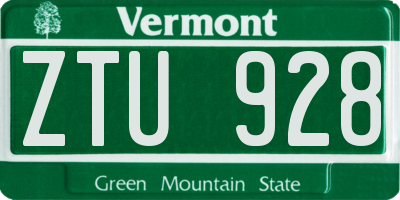 VT license plate ZTU928