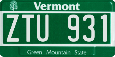 VT license plate ZTU931