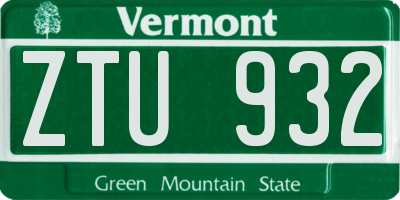 VT license plate ZTU932