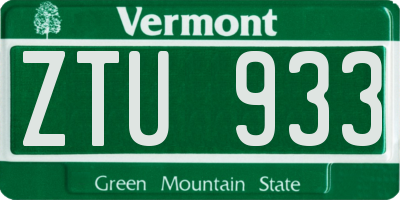 VT license plate ZTU933