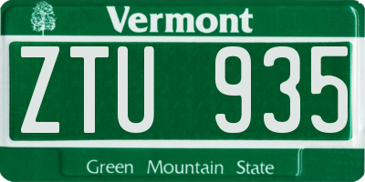 VT license plate ZTU935
