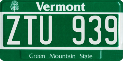 VT license plate ZTU939