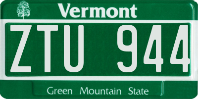 VT license plate ZTU944