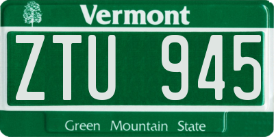 VT license plate ZTU945