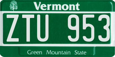 VT license plate ZTU953