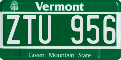 VT license plate ZTU956