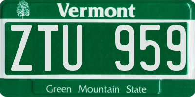 VT license plate ZTU959