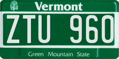 VT license plate ZTU960