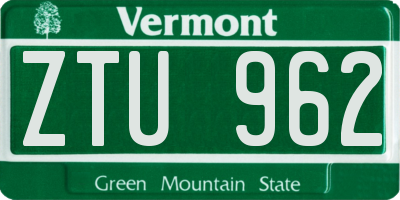 VT license plate ZTU962