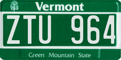 VT license plate ZTU964